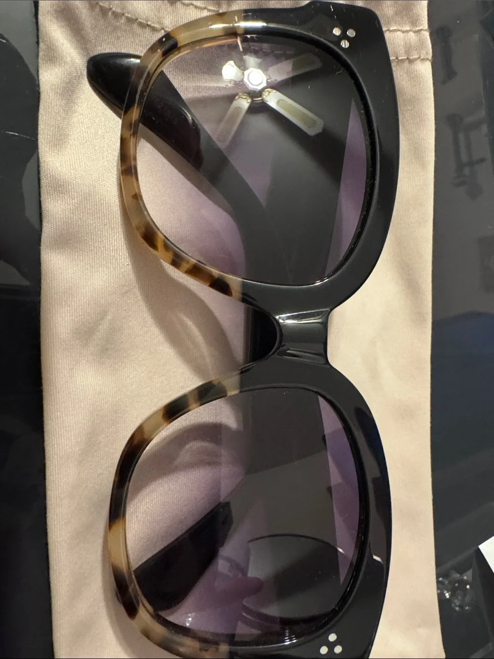 Celine Oversized Sunglasses in Black and Tortoiseshell - Picture 5 of 5